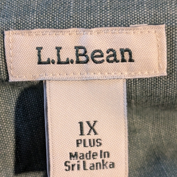 NEW L.L.Bean Women's Tops / Blouse Size 1X Plus Green 98% Cotton 2% Spandex - Picture 10 of 10